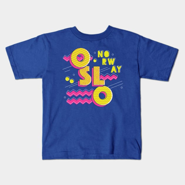 Retro 90s Oslo, Norway Kids T-Shirt by SLAG_Creative